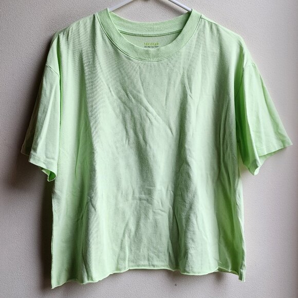 Tek Gear Neon Green Cropped Scoop Neck T-Shirt Size Medium - Picture 6 of 12
